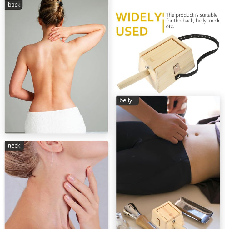 Wooden Moxibustion Box with Handle - Dual Column Moxa Holder for Home Use, Promotes Circulation and Disperses Cold, Ideal for Health Centers and Beauty Clubs (17X13X9.5Cm)