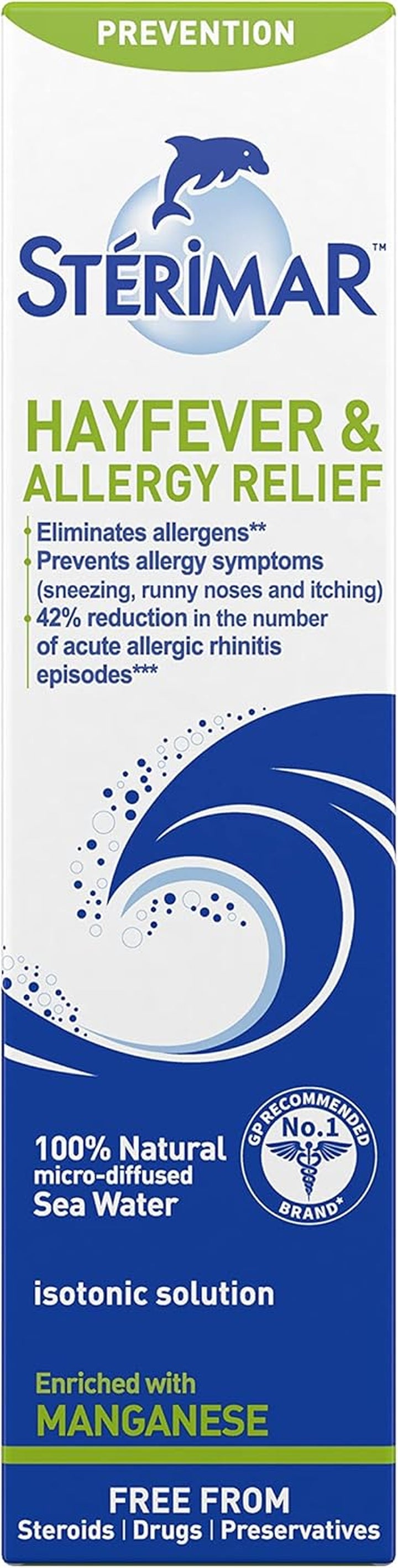 Hayfever & Allergy Relief, Nasal Spray, 100% Natural Sea Water, 50 Ml