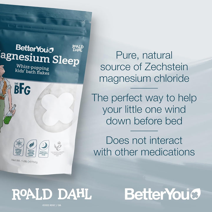 Magnesium Sleep Whizz-Popping Kids' Bath Flakes, Pure Zechstein Magnesium Chloride, Aids Relaxation before Bedtime, in Partnership with the Roald Dahl Story Company