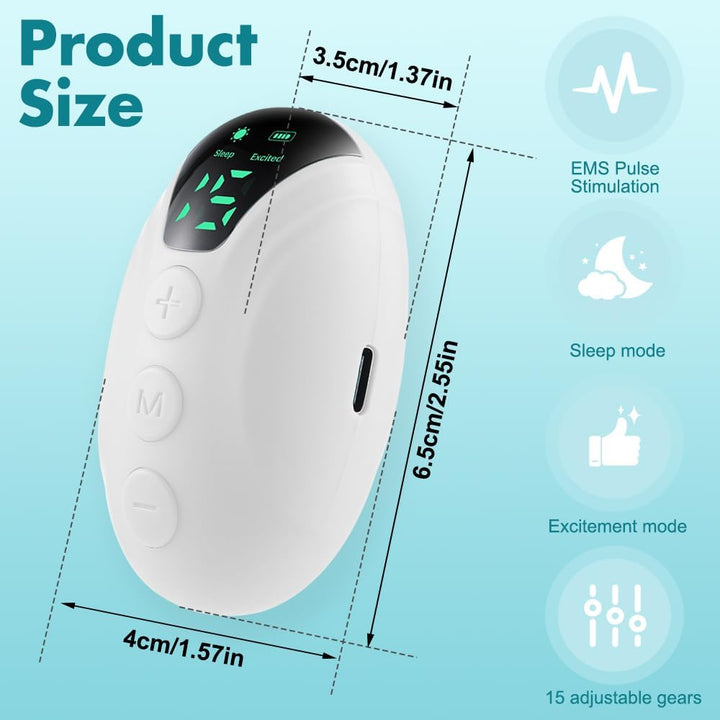 Sleep Aid Device, USB Rechargeable Handheld Sleep Aids for Adults Kids with 15 Gears and 2 Modes, Calm Carry Sleep Aid for Relieving Anxiety & Improving Deep Sleep (White)