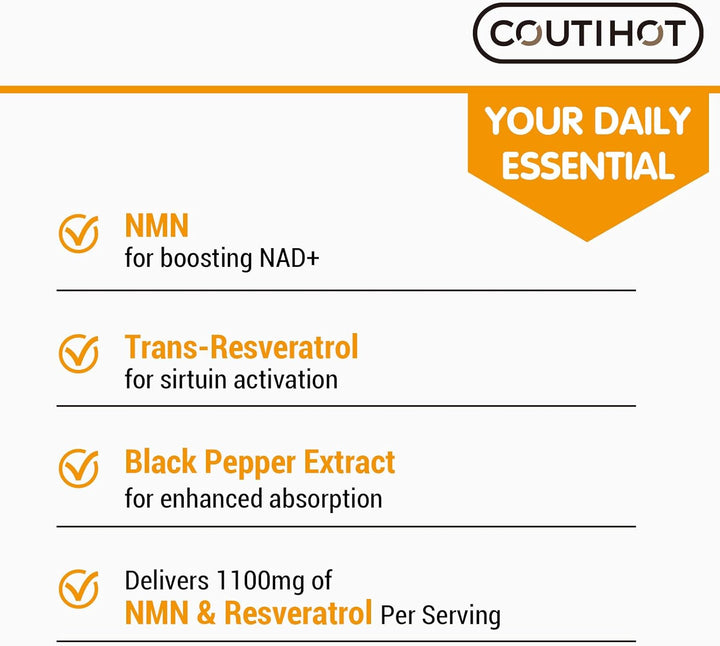 1100Mg NAD & Trans-Resveratrol Capsules with 50Mg Black Pepper Extract - Nutrient-Rich Blend - Gluten-Free, Non-Gmo (60 Count (Pack of 1))