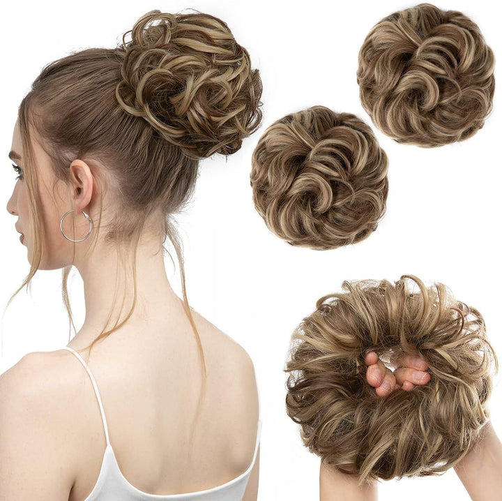 Messy Bun Hair Piece for Womens Synthetic Scrunchies Buns Extension Hairpieces Updo Pony Tail Dirty Blonde