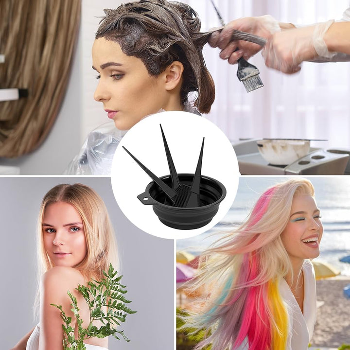 18 PCS Tools for Hair Colouring Kit, DIY Salon Hair Coloring Bleaching Tools Set, Hair Dye Tool Set, Including Hair Dye Bowl, Brush, Earmuffs, Comb, Cape, Shower Cap, Gloves, Hairpins