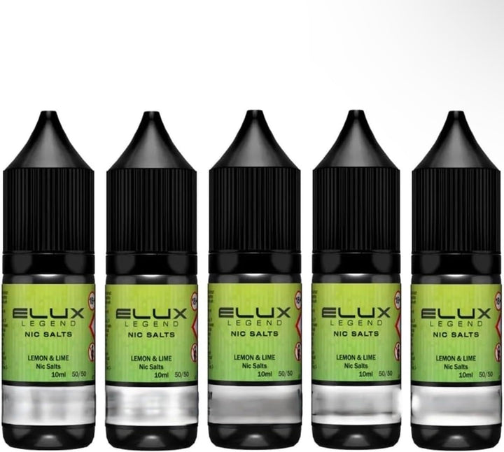 ELUX Legend Nicsalt | 2 0Mg | 5 X 10 M L | No Nicotine | Clean Puffs | Aromatic Clouds | Smooth Inhale | Pack of 5 (Size - 20) (Lemon and Lime)