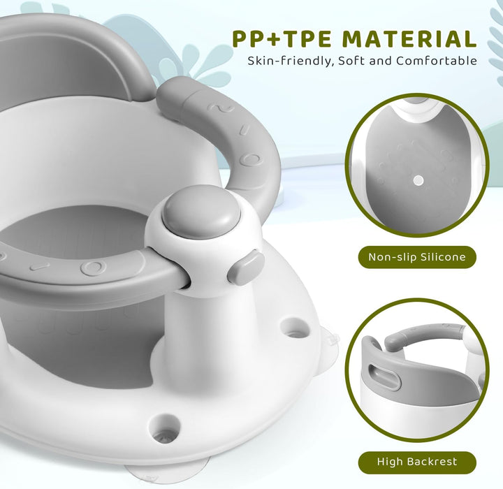 Baby Bath Seat, Infant/Toddler Sit up Bathtub Seat for 6-12-24 Months, Baby Bath Essentials Chair, Great Shower Gifts for Newborn and New Mothers