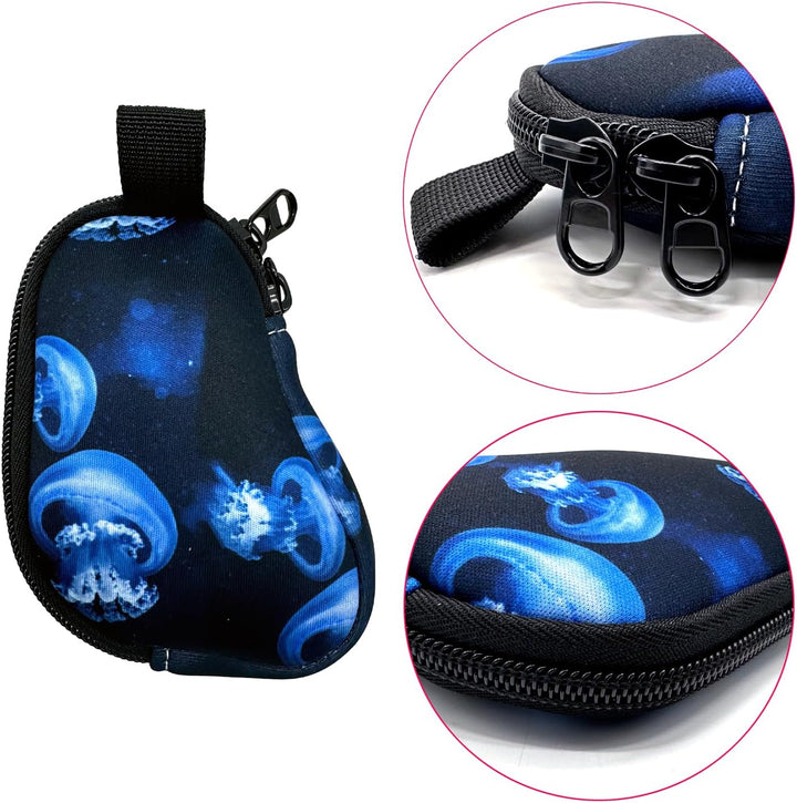 Asthma Inhaler Holder Neoprene Protective Portable Carrying Bag Travel Inhaler Mini Case Sleeve for L-Shaped Inhaler, Inhaler Not Included (Jellyfish)