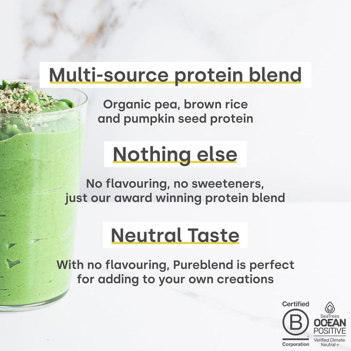 Pureblend Protein - Unflavoured and Unsweetened Vegan Protein Powder - 15G of Plant Based Protein per Serving. Perfect for Your Smoothies, Cooking and Baking.