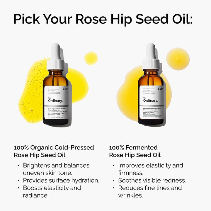 The Ordinary 100% Organic Cold-Pressed Rose Hip Seed Oil, Addresses Signs of Aging by Improving the Appearance of Uneven Skin Tone, Supporting Skin Elasticity, 30Ml