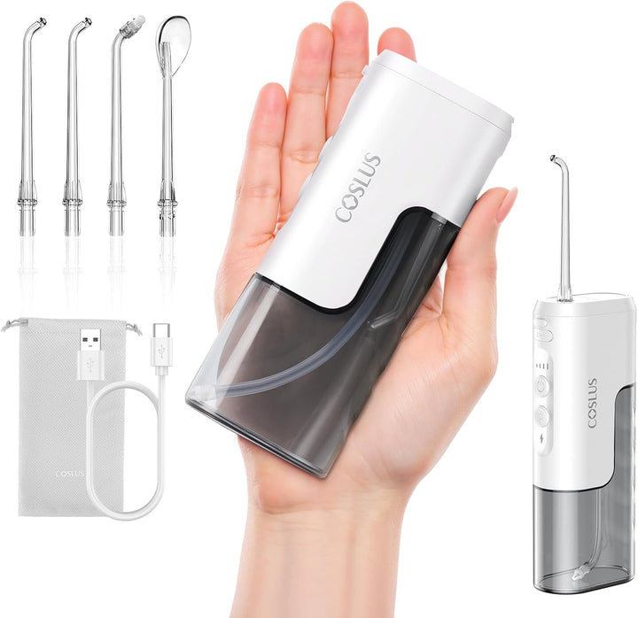 Mini Water Flosser for Travel: Portable Compact Design - Removable Tank for Easy Cleaning - 4 Modes IPX7 Electric Flosser for Braces/Orthodontic/Sensitive Gums On-The-Go Use, Black(T40)