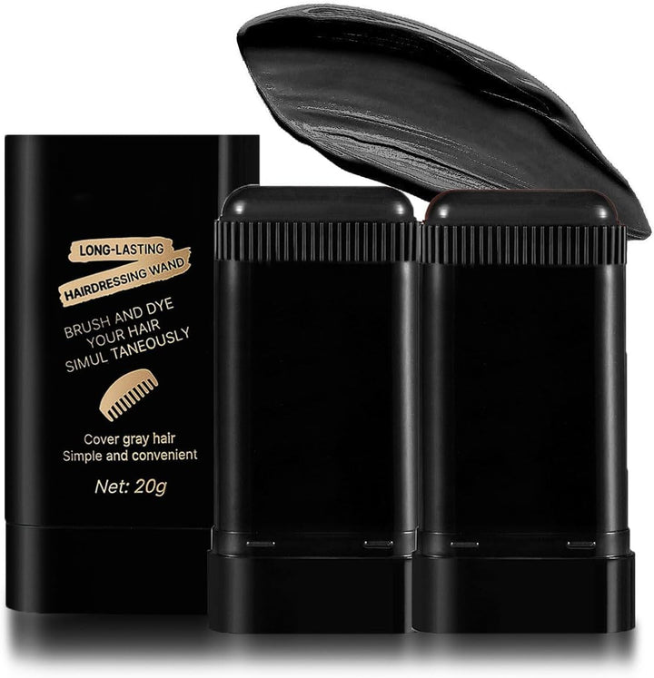 Portable Double-Pack Hair Dye Sticks, Gray Hair Cover Comb, Sweat-Proof and Color-Protecting, Multiple Colors Available. Used to Cover Gray Hair, Waterproof and Sweat-Proof, 2In1 Quick C