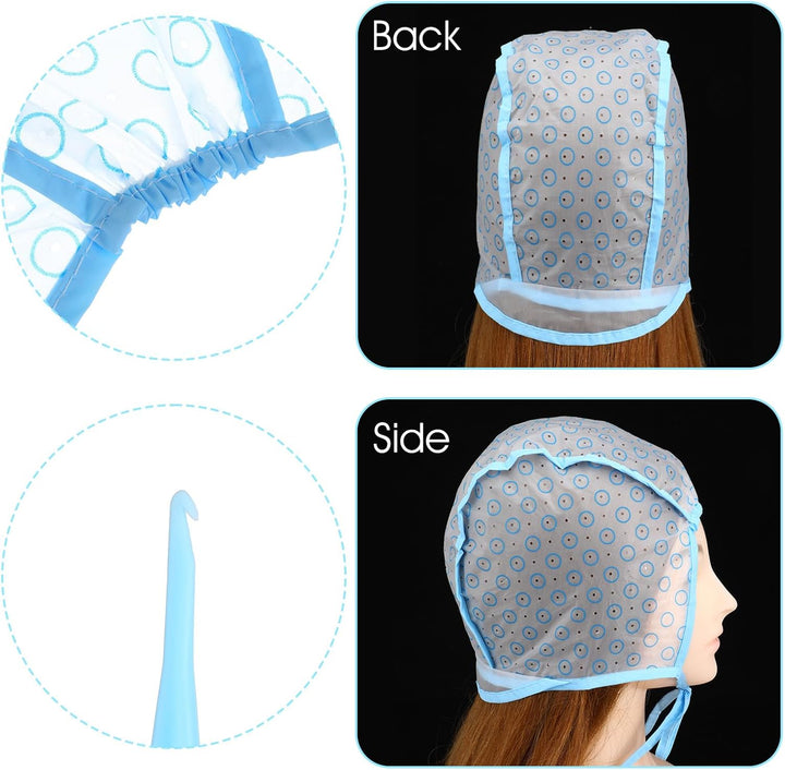 Highlighting Kit, 6Pcs Highlighting Cap with 6Pcs Hair Needles Crochet Hooks Salon Hair Coloring Dye Caps Frosting Cap for Salon DIY Hairs Dyeing Hairdressing