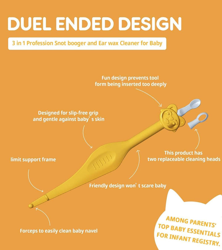 Two Pack 3 in 1 Baby Nose and Ear Gadget, Safe Baby Nose and Ear Cleaner, Nose Cleaning Tweezers for Infants and Toddlers