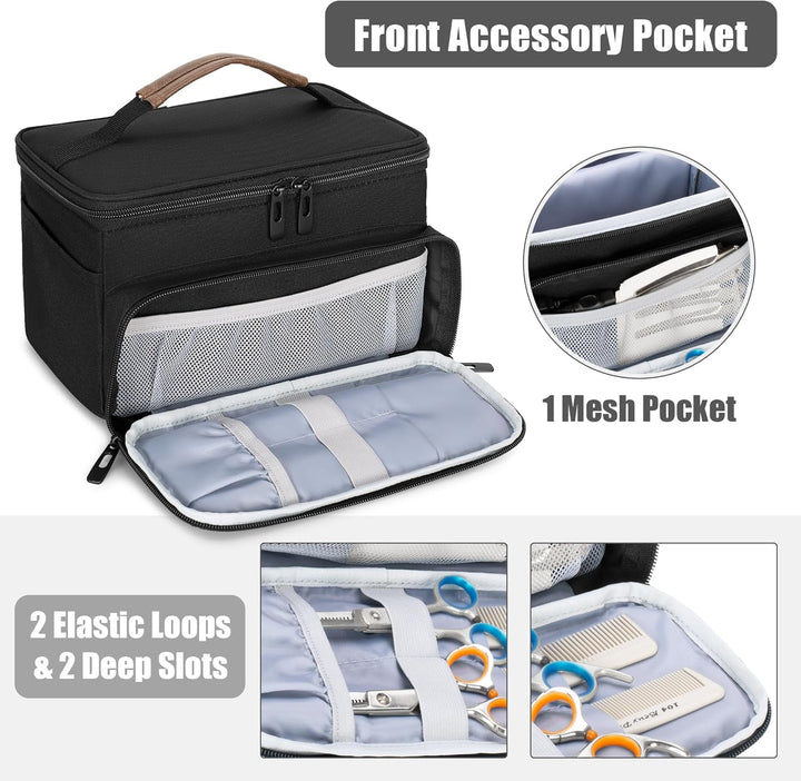 Carrying Case for Clippers, Men Trimmer Kits Storage Bag Compatible with Andis, Hatteker, Oster Hair Clipper and Cutting Tools, Black