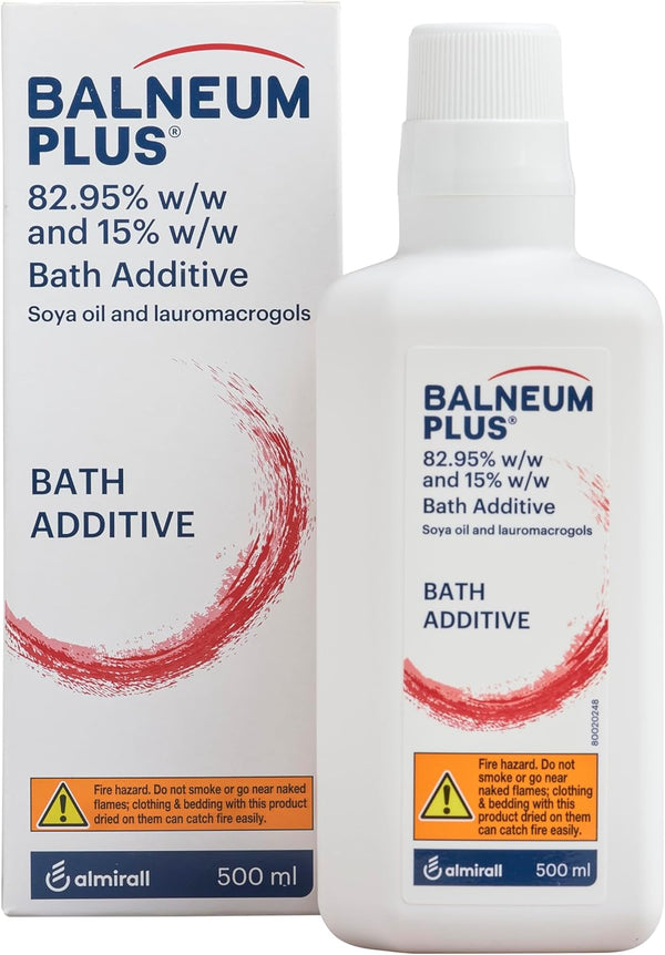 plus Bath Additive - Bath Oil with Lauromacrogols & SOYA Oil for Intensive Hydration, Softening & Soothing of Itchy & Dry Skin, Relaxing Bath Soak for Women & Men, 500Ml (Packing May Vary)