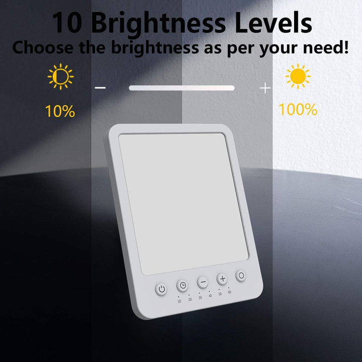 Therapy Lights Lamp Sun 10000 Lux for Depression LED UV Free Spectrum Sad Therapy Lights Box with 6 Timer 10 Brightness Levels Memory Function