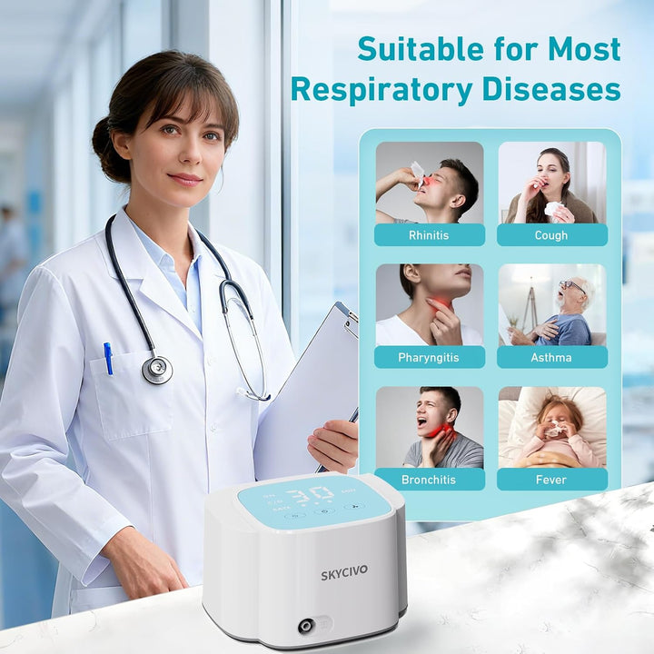 Nebuliser Machine for Adults and Kids, Ultra Quiet Smart Digital Compressor Steam Inhaler, Portable Nebuliser with Adjustable Pressure and Countdown Timer for Home & Travel Ues