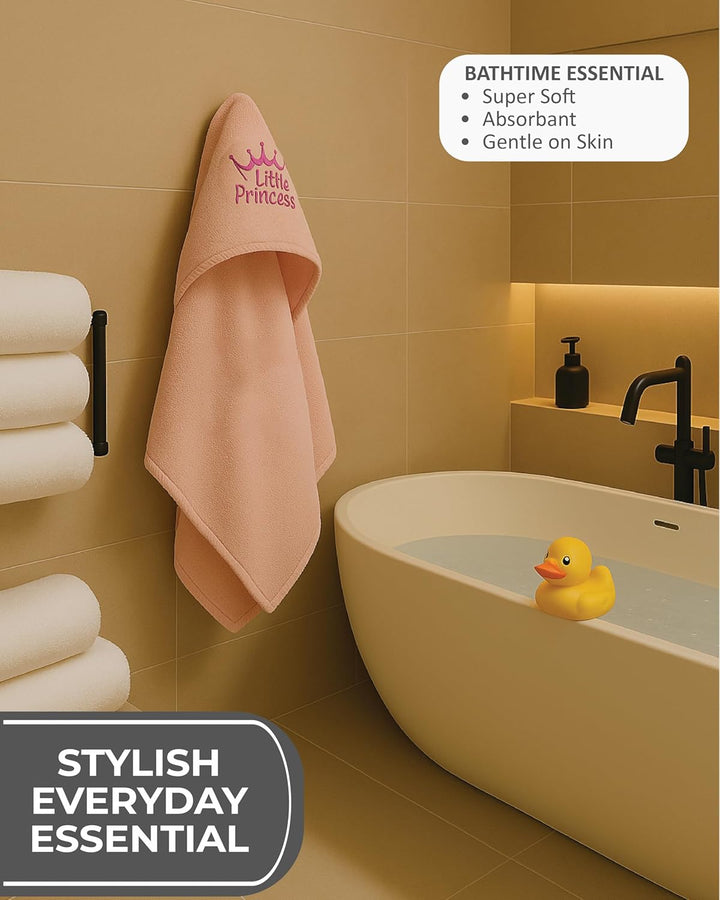 Newborn Essentials 100% Cotton Embroidered Hooded Baby Towel 70 X 70Cm for Baby Boys and Girls 0-24 Months (2-Packs)