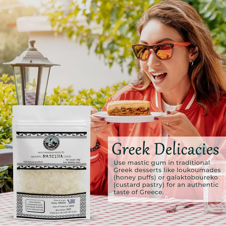 Organic Mastiha Chios 25G – 100% Natural Gluten-Free, Sugar-Free Greek Mastic Chewing Gum, Vegan Mastiha Tears for Kitchen Use, Pure Mastic from Greek Farmers
