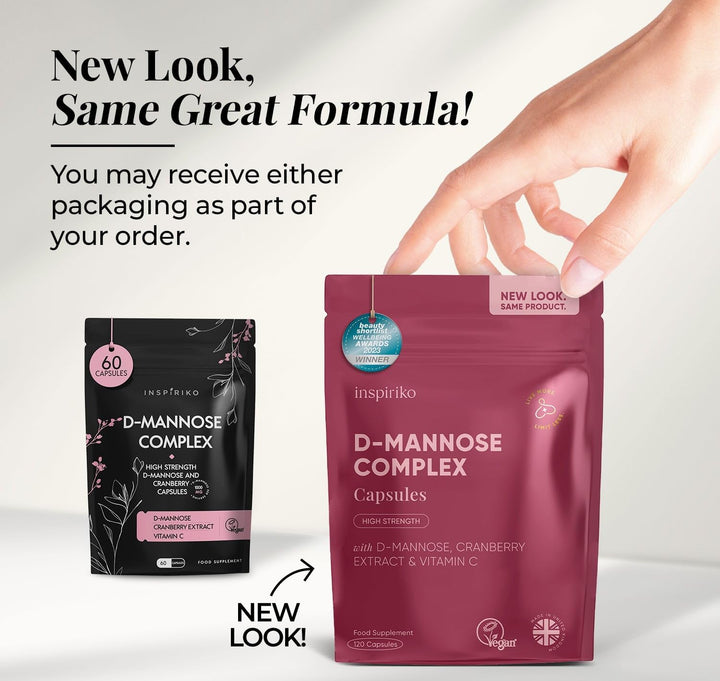 D Mannose 1000Mg Tablets Complex - 3-In-1 D-Mannose Capsules with High-Strength Cranberry Extract & Vitamin C. 60 Capsules. Made in UK