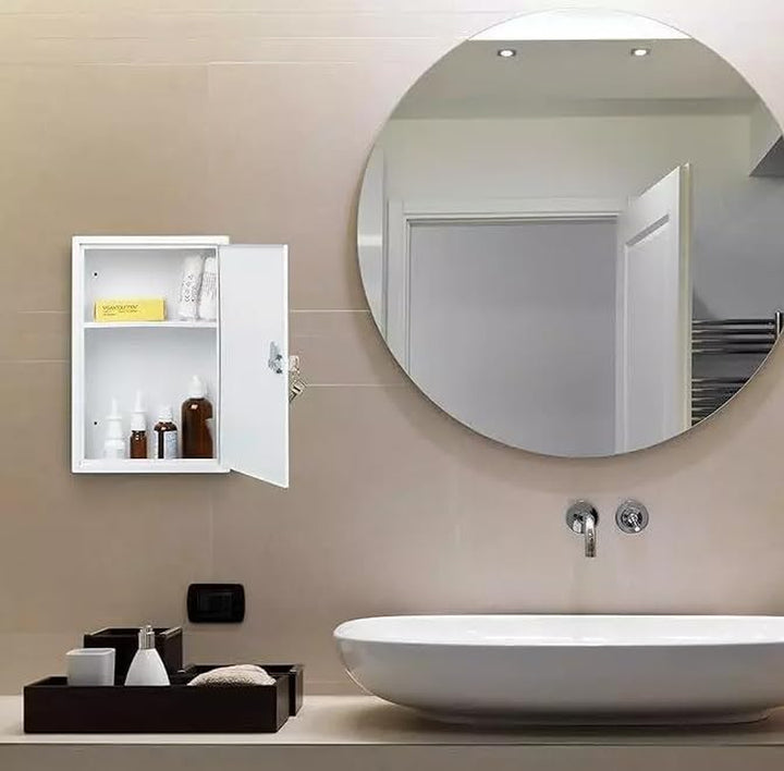 Wall Mount First Aid Medical Medicine Metal Steel Cabinet Box Lockable Case Box