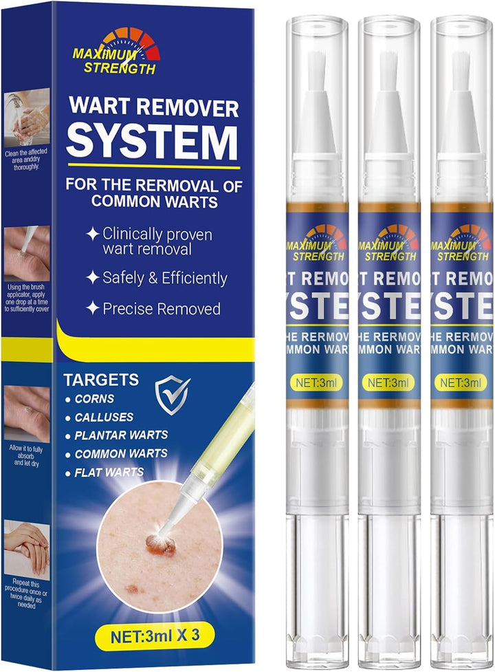 3Pcs Skin Tag Removal Kit, Wart Removal Pen 4ML, Effectively Targets Skin Tags, Mole, Calluses on Body (3)