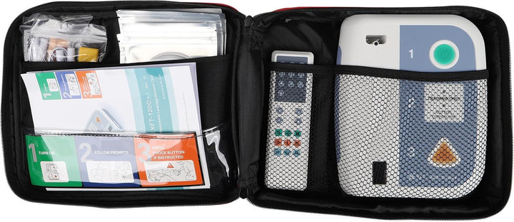 AED Trainer, Defibrillator Trainer Set CPR Training Device with Remote Control, English and Spanish Voice Prompts, 10 Different Scenarios, First Aid Defibrillator Trainee Beginner ( 120C+)