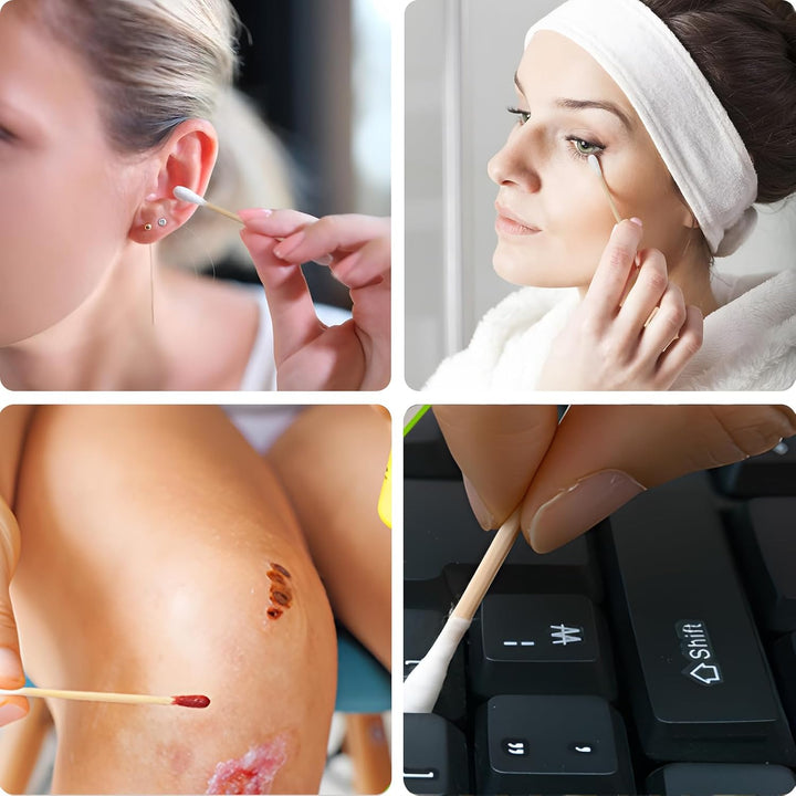 1200 PCS (100 PCS X 12) Cotton Swabs for Makeup, Ears Cleaning, Personal Care, Double-Ended Soft & Gentle Cotton Buds