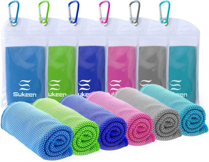 Cooling Towel, Towels 4 Pack, Gym for Women, Cool Towel Instant Relief Stay Ice Neck (2*Dark Grey/2*Dark Blue/2*Grey/2*Black), 40 X12 Inch