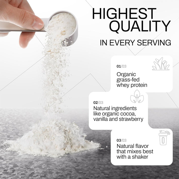 Natural Whey Protein - Organic Certified without Additives - Protein Powder from Germany - Grass Fed Whey Protein - 1000G