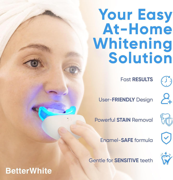 LED Teeth Whitening Kit with 4 Gel Syringes & Case | Formulated by Dentists | Professional Tooth Whitening for Sensitive Teeth | Enamel-Safe and Clinically Tested