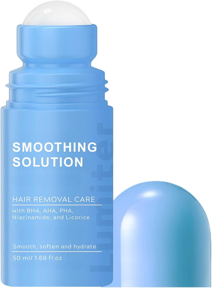 Smoothing Solution Ingrown Hair Treatment, after Shave Soothing Roll on Serum with BHA AHA, Razor Bump & Ingrown Hairs Serum for Men & Women Underarm/Face/Neck/Leg, Tend Skin Solution, 50ML