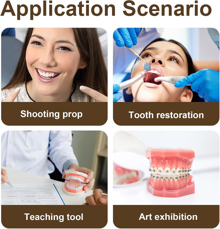 84Pcs False Teeth, Fake Teeth Dental Acrylic Resin Denture, Denture Repair Kit, 23 Shade A2 Upper + Lower Dental Materials for Replacement, for Missing Loose Tooth, 3 Sets, 23 A2