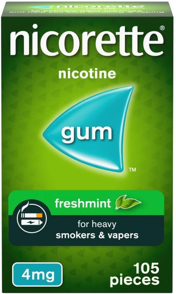 Freshmint 4Mg Gum (105 Pieces), Discreet Stop Smoking and Stop Vaping Aid to Help You Quit for Good, Tackle Cravings and Withdrawal Symptoms, Freshmint Nicotine Gum (Quit Smoking or Vaping)