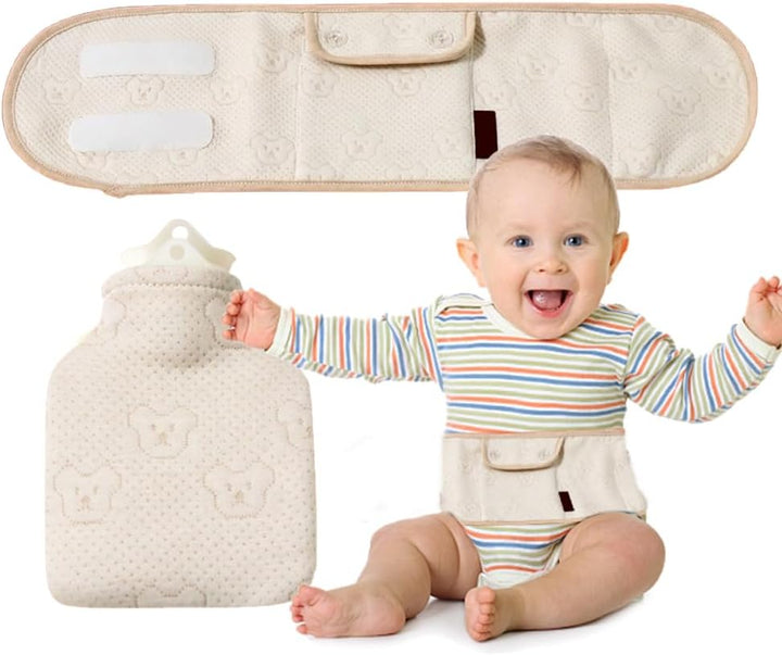 Baby Colic Relief - Heated Tummy Wrap for 0-6 Months, Hot Water Bottle with Cover for Newborn, Baby Belly Wrap for Colic, Gas, Upset Stomach, Reflux Relief
