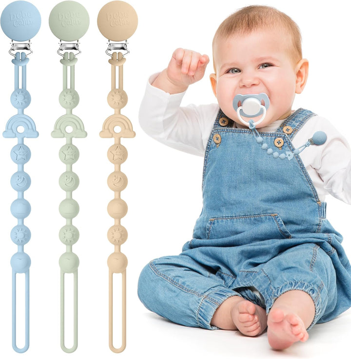 Baby Dummy Clip Girls - 2 Pcs Pacifier Clips and Soother Clips - Silicone Dummy Holder & One-Piece Soother Chains for Babies & Newborns