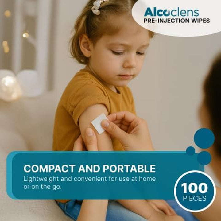 Pre-Injection Alcohol Wipes/Swabs Box of 100 Sachets