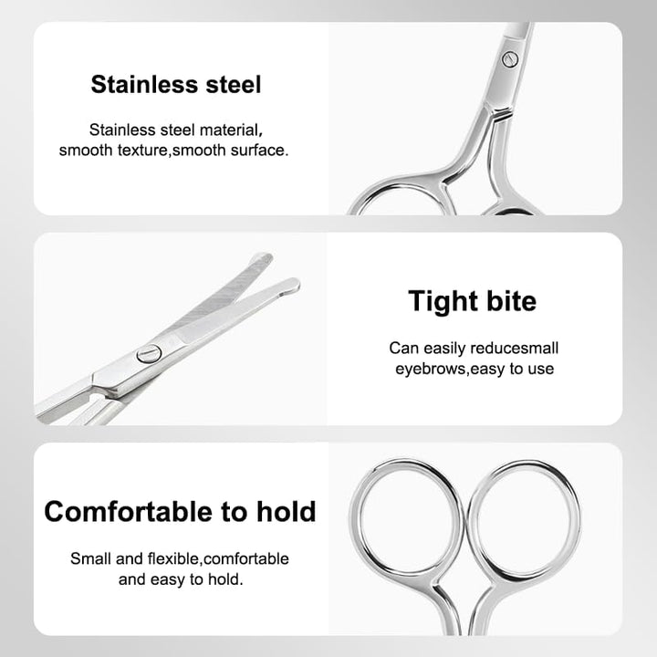 Nose Hair Scissors for Men and Women, Hair Safety Scissors with round Tip Design, Small Scissor for Trimming Facial Eyebrows Mustache Ear Hairs, Silver