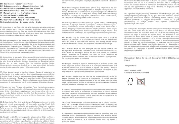 Big Wooden Bucket with Metal Ring and Handle 10L - Old Style Very Solid - Sauna Bucket