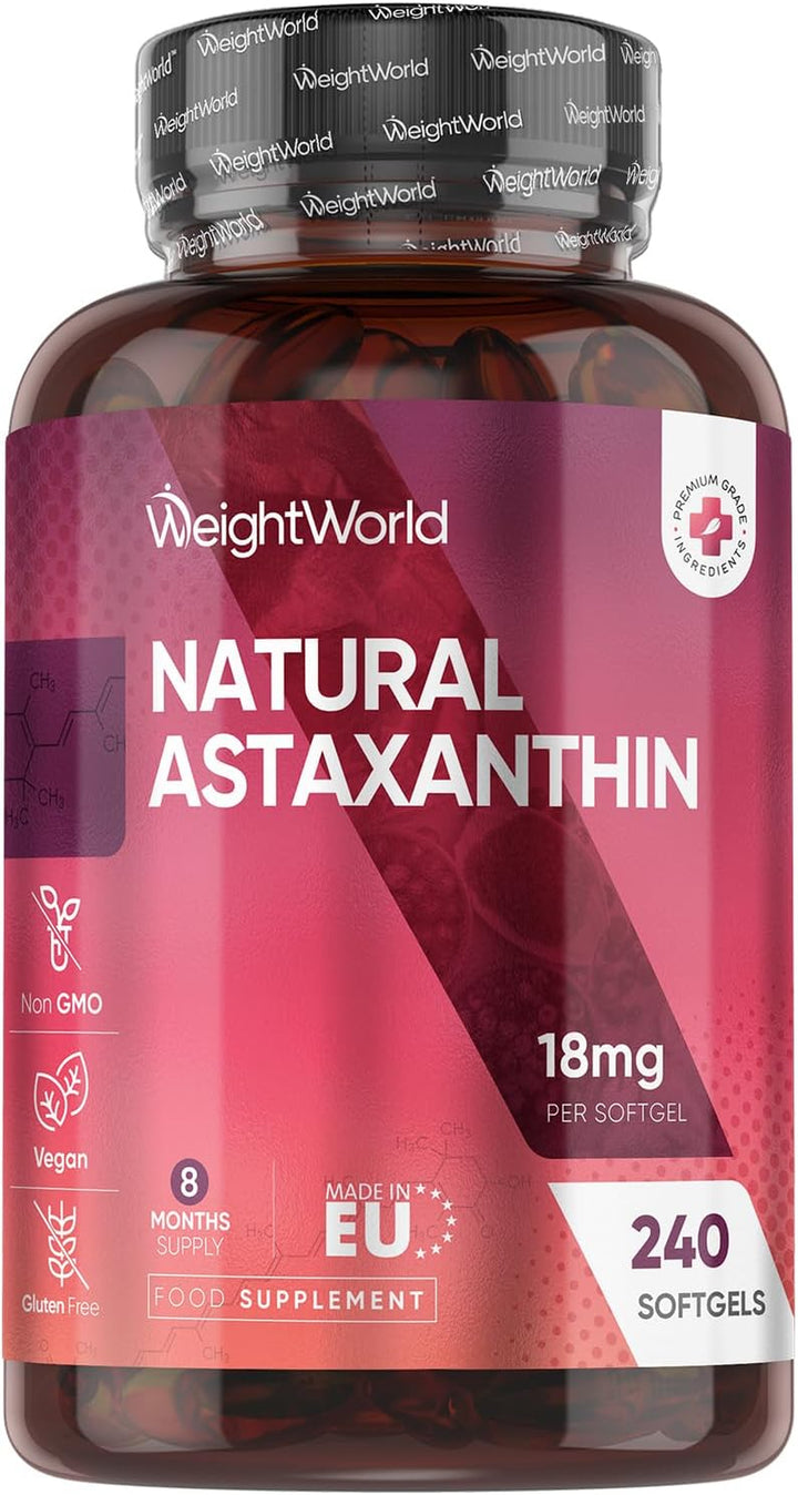 Natural Astaxanthin 18Mg - 240 Softgels - 8 Months Supply - Vegan Astaxanthin Supplements - Sourced from Haematococcus Pluvialis Algae - Non-Gmo & Gmp-Approved - for Both Men & Women
