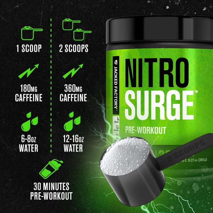Nitrosurge Pre Workout Powder - 6G L-Citrulline, 3.2G Beta Alanine, 2.5G Betaine Anhydrous, 360Mg Caffeine Anhydrous - 30 Servings, Cherry Limeade