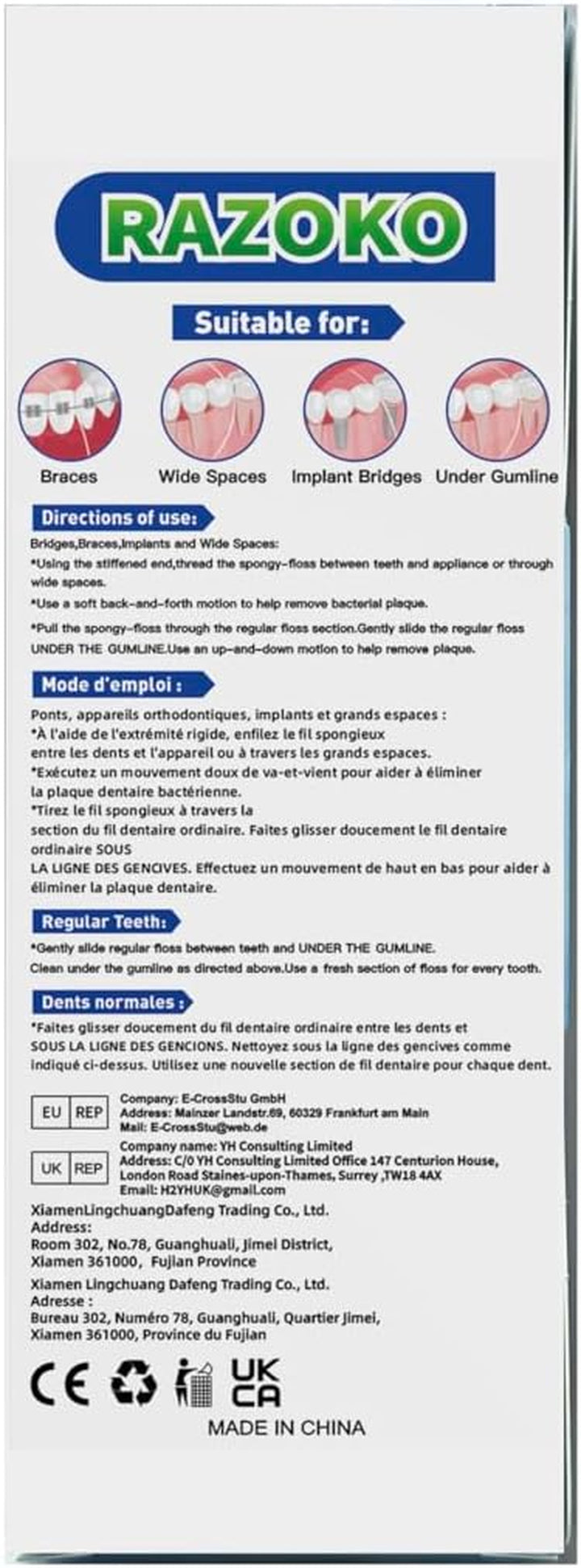 Dental Floss for Braces, Super Floss Pre-Cut Strands,60 Count, Pack of 2