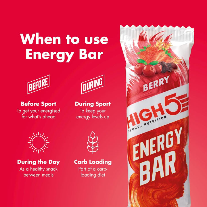 Energy Bars - High Carb Energy Bars for Running, Cycling & Hiking - Vegan Oat Bars with Real Fruits - Healthy Snacks for Adults - Snack Bars Multipack for Training & Racing (12X55G, Berry)