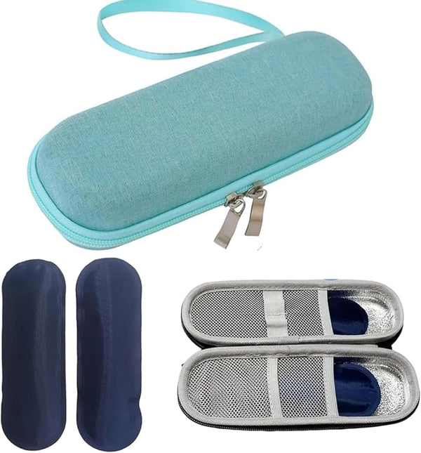 Insulin Cooler Travel Case, Portable Insulin Cooler with 2 Ice Packs Carrying, Diabeticcooler Travel Case Diabetic Cooler Case, Insulin Pen Case Organizer for Insulin Pens (Green)