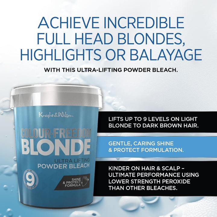 Colour Freedom Professional Ultra High Lift Hair Bleach Powder, White Blonde, 500G, up to 9 Levels of Lift