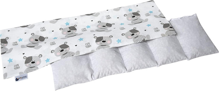 Cherry Stone Pillow 60X20Cm 800G 100% Cotton 5-Chamber Eco Natural Heat Pillow Cold Therapy Removable Pillowcase (Grid)