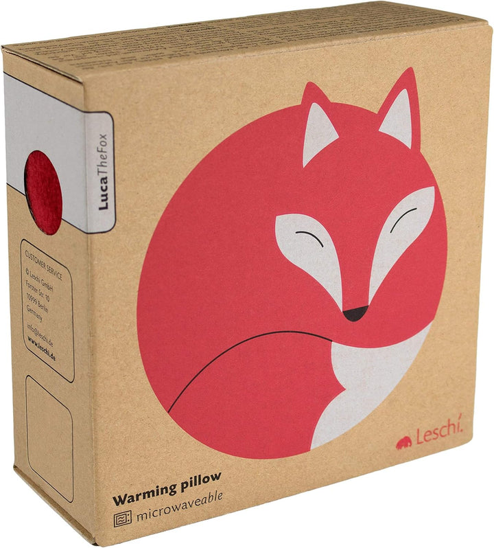 Wheat Bag Microwavable, Unscented/Heat Pack for Stomach and Lower Back/Animal: Fox Luca, Red