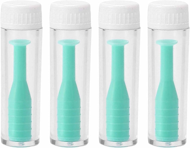 Contact Lens Applicator,4 Pieces Silicone Contact Lens Inserter,Contact Lens Remover Set,Contact Lens Remover Tool with Storage Cases for Home Travel Outdoor Activities(Green)