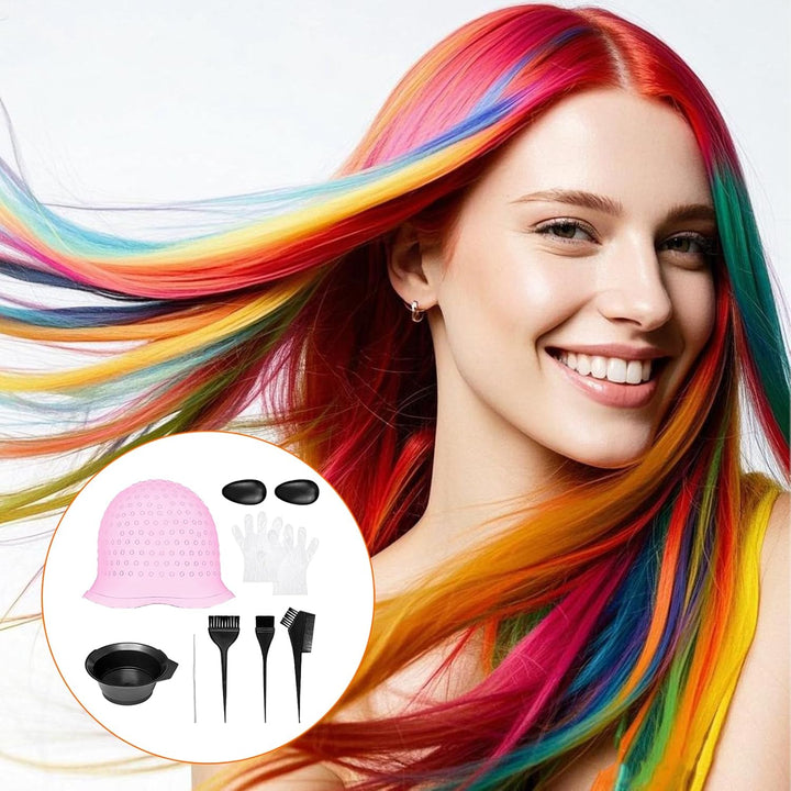 Hair Highlight Cap Kit, 1 Reusable Silicone Highlighting Cap, 1 Highlighting Kit with Brush and 2 Gloves, Easy to Use, Hair Dye Cap for DIY Highlights at Home or Salon (2)