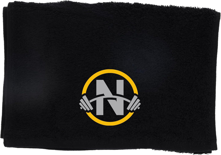Gym Towel with Monogrammed Embroidery Initial Gift for Men & Women, Training Accessory Gift, Gym Towel Present for Weight Lifting Birthday, Retirement, Christmas - Black, J