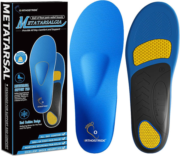 Orthotic Insoles with Metatarsal Pads, Plantar Fasciitis Arch Support Inserts for Metatarsalgia, Morton'S Neuroma, Foot Pain Relief, Man Women Gel Insoles for Standing All Day-H